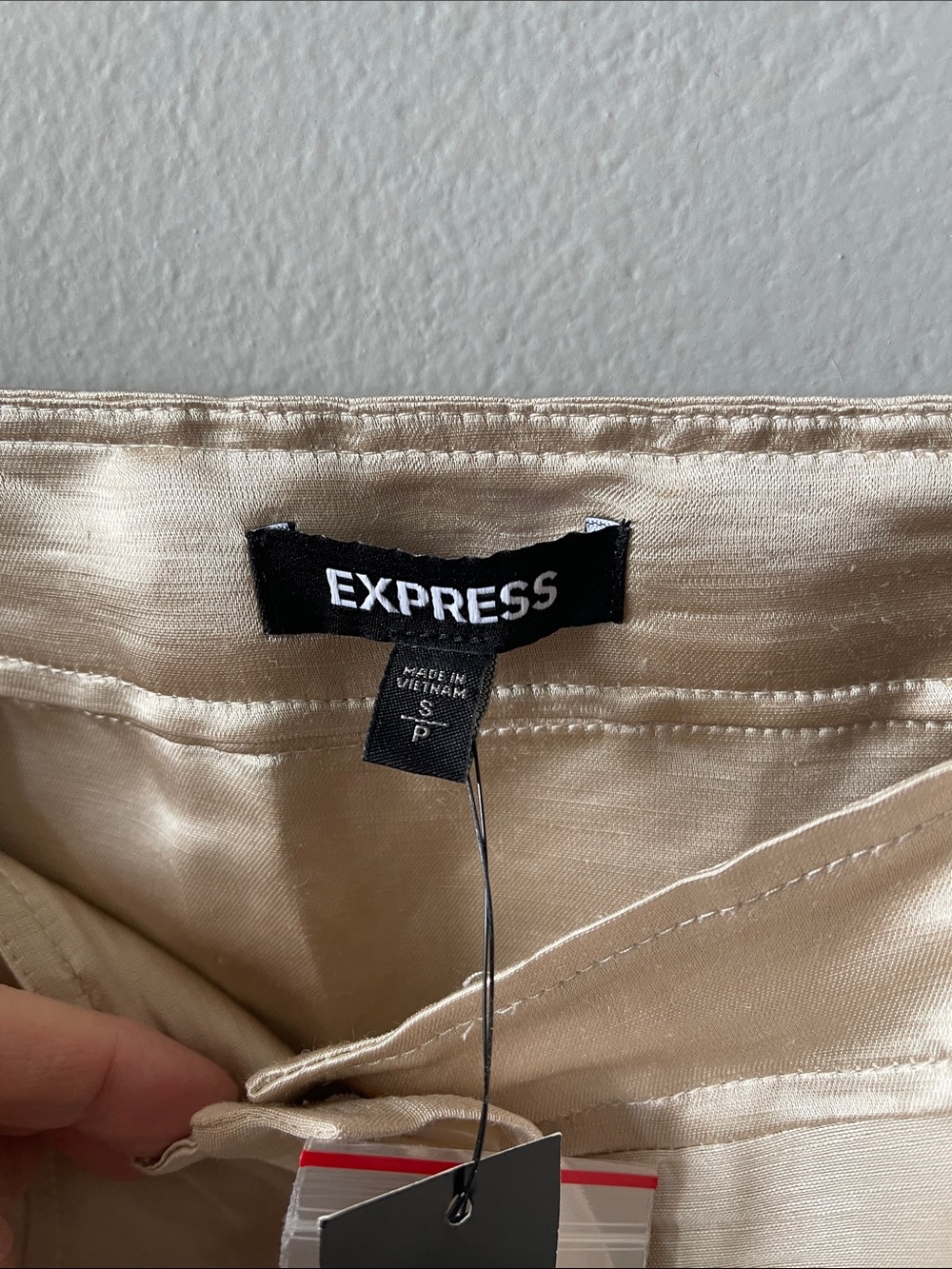 New Express safari style cream Button-Front Midi Dress with Belted Waist - Picture 7 of 8